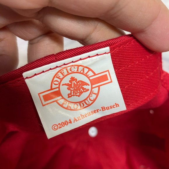 Budweiser Beer Hat Cap Strap Back Red Embroidered Logo 2004 Anheuser-Busch Brew - Picture 8 of 9